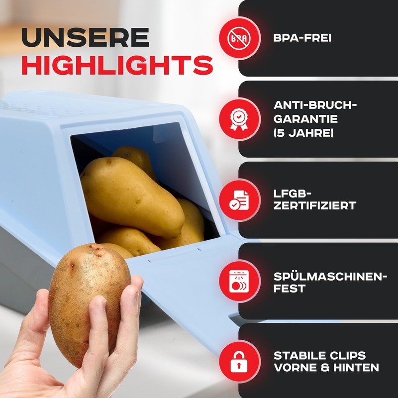 ARTECSIS Potato Storage Box - Ice Blue - Set of