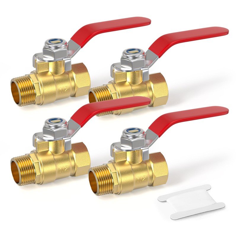 GORAGUCHI 2PCS Heavy Duty Brass Mini Ball Valve, 1/2" NPT