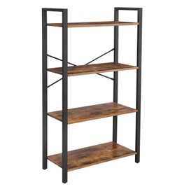 VASAGLE Bookshelf, 4-Tier Shelving Unit, Bookcase, Book Shelf, 11.8 x 25.9 x 47.2 Inches, for Home Office, Living Room, Rustic Brown and Black ULLS60BX