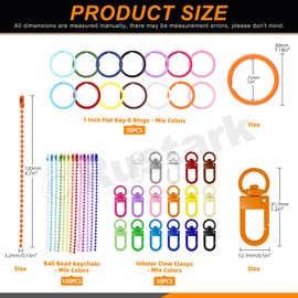 Rustark 160Pcs Multicolor Ball Bead Chains Bulk Includes Colorful Ball Beads Key Chain, Split Key Rings and Lobster Claw Clasp Swivel Lanyards Snap Clasp for Key Chains Bag Accessories DIY Crafts