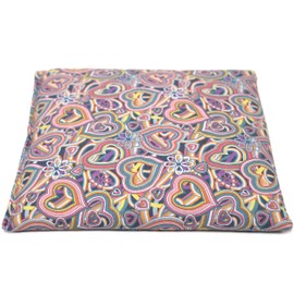 Flaxseed Pillow 19 x 19 cm Organic Fabric Psychedelic Heart Small Grain Cushion as Heat Cushion & Cold Compress