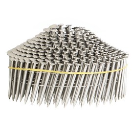 TINVHY 3600 Count Siding Nails 1-1/4 Inch 15-Degree Collated Wire Coil, 0.09 Inch Ring Shank Stainless Steel Nails for Rough Nailing of Lathing and Sheathing Materials