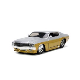 Big Time Muscle 1:24 1971 Chevy Chevelle SS Die-cast Car Silver/Gold, Toys for Kids and Adults