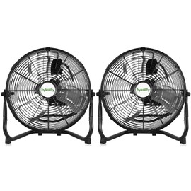 hykolity 1650 CFM 12" High Velocity Floor Fan, 3-Speed Powerful Airflow Fan, Heavy Duty Metal Fan with 180-Degree Tilt for Bedroom, Home, Residential Use, 2 Pack