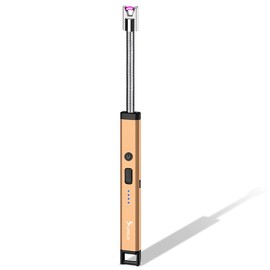 SUPRUS - Encendedor de vela recargable con arco eléctrico, triple seguridad, carcasa de acero inoxidable y gancho para colgar