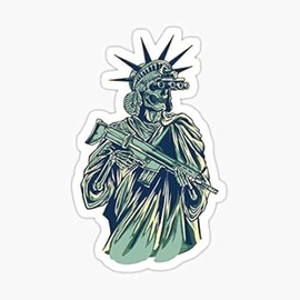 Statue of Liberty Guns 2nd Amendment Vinyl Sticker (4x3 in, 2 Pack) New York USA Statue of Liberty Laptop Car Bumper Sticker Travel Luggage Car Sign Fun