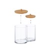 Relaxdays Plastic Container with Bamboo Lid, Organiser Cotton Pads and