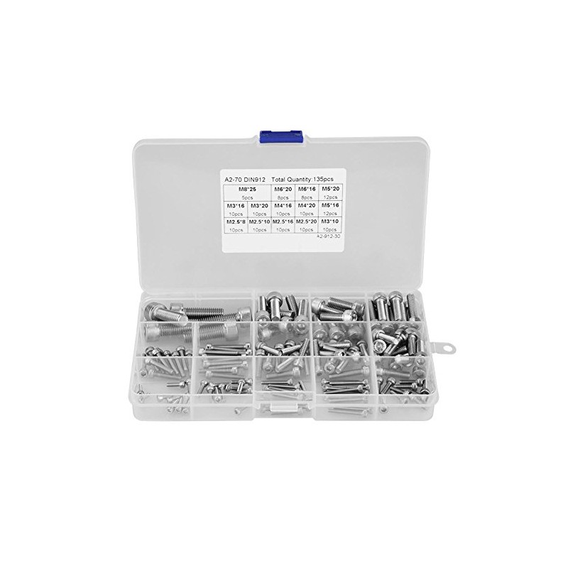 135pcs fijar M2.5 M3 M4 M5 M6 M8 304 tornillos
