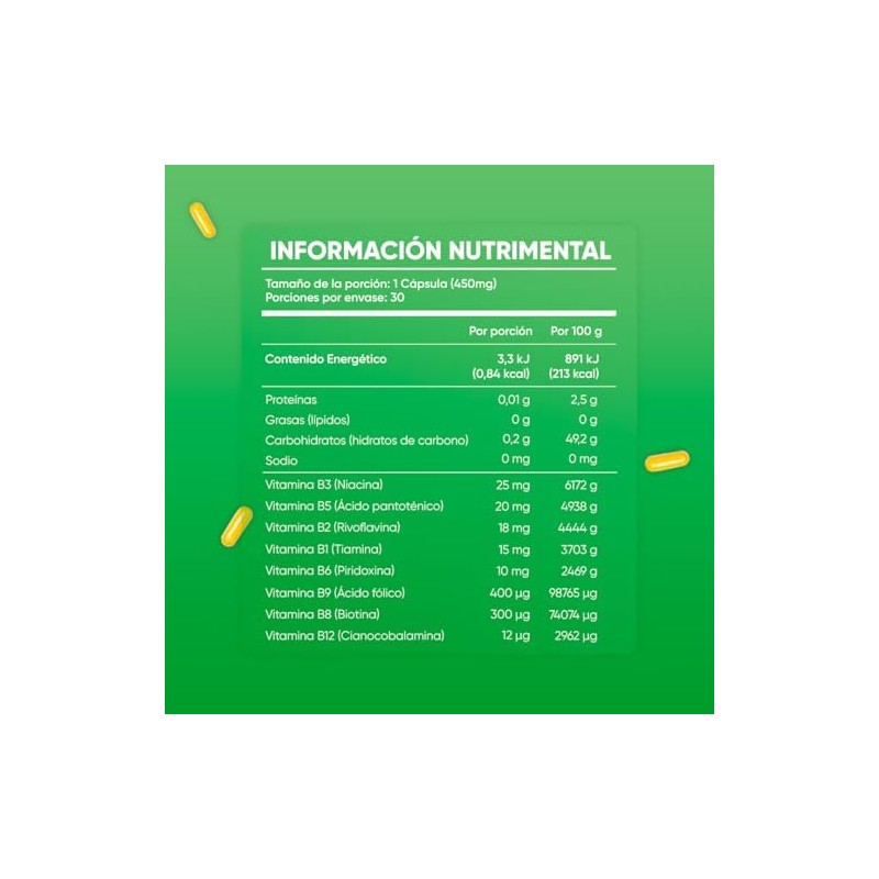 Complejo B Formula Avanzada 30 Capsulas Vitamina B12, B1, B2,