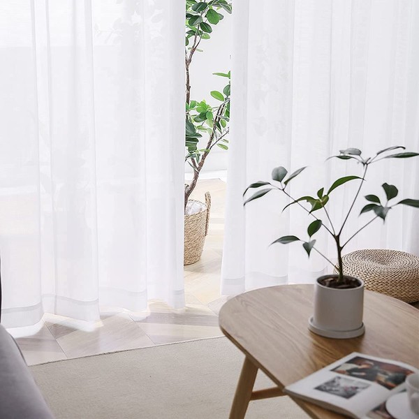 AIFY Lace Curtain, Set of 2, Width 39.4 x Length 42.5 inches (100 x 108 cm), Spring and Summer, Small Windows, Hard to See Through From Outside, UV Protection, Light Shielding, Shading, Energy Saving, Heat Shielding, Thermal Insulation, Living Alone, Pri