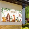 Woodland Baby Shower Backdrop Banner, Large Fabric Jungle Animal Birthday