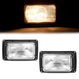 HECASA Headlight Compatible with 1990-2017 Mack CH613 SFA Hood Truck Replacement for 2M0516CM Headlamp Halogen W/Bulbs Front Light Lamp Clear Lens 2 Pcs