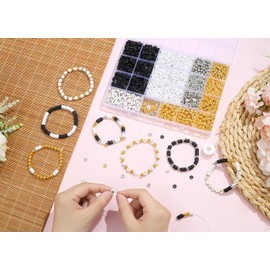 DUQGUHO Clay Beads Bracelet Making Kit, 2940 Pcs Clay Beads for Bracelets Making 6mm, Black and White Bead Kits with Letter Beads, Gold Beads, Flower Beads for Adults Women