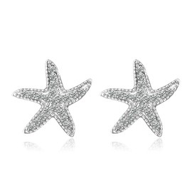 Starfish Earrings for Women Dainty Studs Rhinestone Beach Jewelry Summer Vacation Accessories