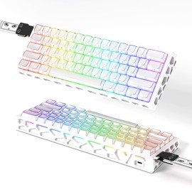 BOYI H60Pro Hollow Aluminum Rapid Trigger Magnetic Switch 60% Mechanical Keyboard,Hall Effect 8K Polling Rate RGB Wired Compact Aesthetics CNC Gaming Keyboard(White Crystal Jelly Keycaps)