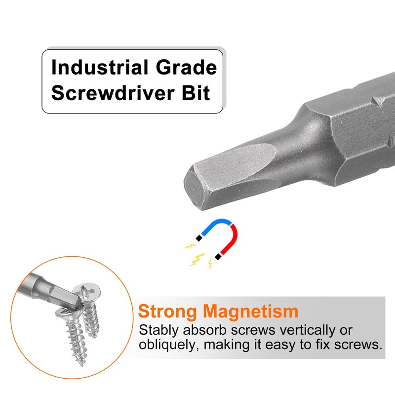 sourcing map 5pcs Square Screwdriver Bit R2 1/4" Hex Shank