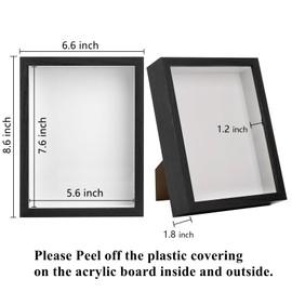 Hacaroa Set of 4 Shadow Box Picture Frame, 8 x 6 Inches Wood Frame Memory Display Case, 1.2 Inch Depth Shadow Boxes for Flowers, Memorabilia, Crafts, Photos, Medals and Tickets, Black