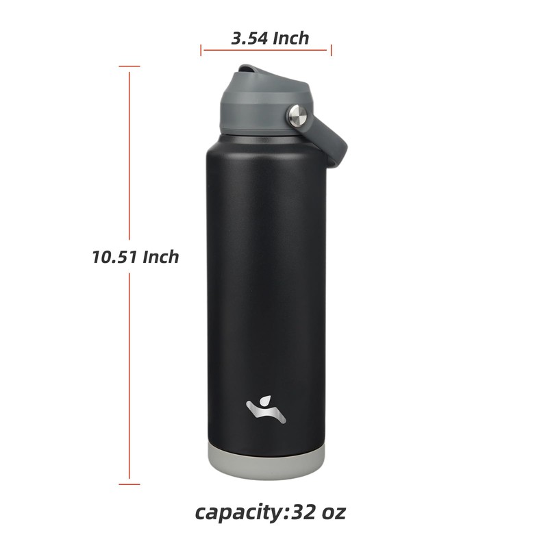 Konokyo Insulated Water Bottle with Straw Lid,40 oz Stainless Steel
