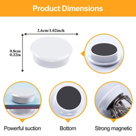 ZDZBLX Fridge Magnets, 10pcs Strong Refrigerator Magnets, Heavy Duty Small Magnets for Whiteboard, Office, Classroom, Lockers, Maps, DIY Crafts - Cute Mini Round Magnet for Fridge, Kitchen (White)