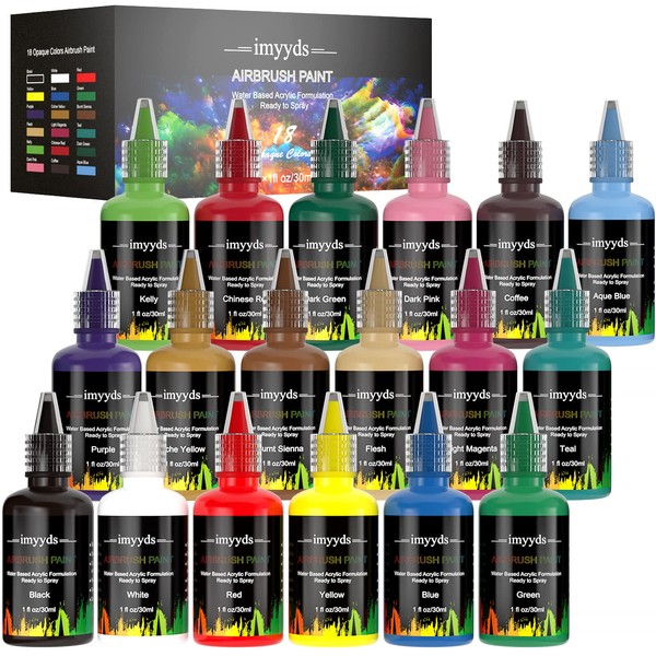imyyds Airbrush Paint, 18 Color Acrylic Airbrush Paint Set, Water