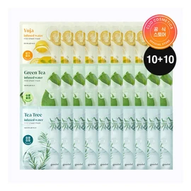 Goodal 10+10 Gentle Mask (Choose 2 - Yuzu/Green Tea/Tea Tree, 10 sheets each) / 구달 10+10 순한 마스크 (택2-유자녹차티트리 각 10매)