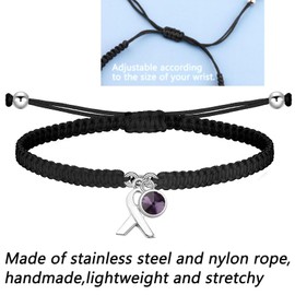 CENWA Lavender/Purple Awareness Ribbon Adjustable Bracelet Lavender/Purple Awareness Ribbon Charm Bracelet for Women (Purple Ribbon Br CA)
