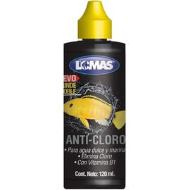 Lomas Anticloro con Vitamina B1 para Peceras y Acuarios 120 ml - Neutraliza el Cloro, no enturbia el Agua, Ideal para Recambio de Agua