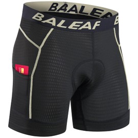baleaf Men's Cycling Underwear 4D Padded Bike Shorts Pocket Mountain Bike Liner Bicycle Gear Brown M