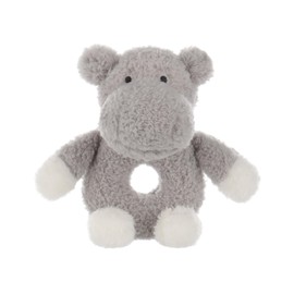 Apricot Lamb Hippo Soft Baby Rattle Plushies for Boys and Girls, Plush Stuffed Animal Rattle Toy Lovey for The Newborn, 0-3 Months, 0-6 Months and Above, 6.7 Inches (Grey)