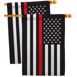 Thin Red Line House Flag - 2 pcs Pack Armed Forces Service All Branches Support Honor United State American Military Veteran - Banner Small Garden Yard Gift Double-Sided Made in USA 28 X 40