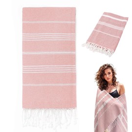 Turkish Beach Towels Quick Dry - Bath Pool Swim Towel, Sand Free Big Blanket for Adults, Travel Essentials & Cruise Accessories, Lightweight & Absorbent, Perfect for Vacation, Summer Must Have （Pink）
