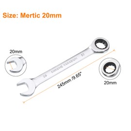 HARFINGTON Ratcheting Wrench 20mm Metric 12PT Cr-V Polished Chromed Ratcheting Double End Combination Wrench with 72 Tooth and 5° Movement Industrial Grade Gear Spanner Tool for Repair