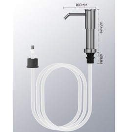 Soap Dispenser for Kitchen Sink, Built in Sink Soap Dispenser Pump (Aluminum), Countertop Soap Dispenser Pump,No Need to Fill Little Bottle Again (Round Without Tray)