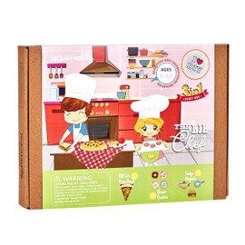 jackinthebox The Little Chef Food Crafts for Girls and Boys | Ages 6 7 8 9 10 Years | Beautiful Birthday Gift | Includes Pizza Pouch, DIY Donut Coasters, and Fridge Magnets (Little Chef 3-in-1)