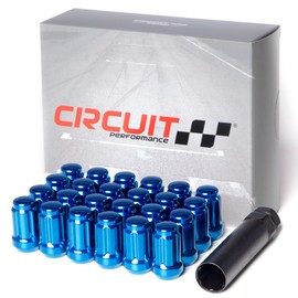 Circuit Performance Spline Drive Tuner Acorn Lug Nuts Blue 12x1.5 Forged Steel (24pc + Tool)