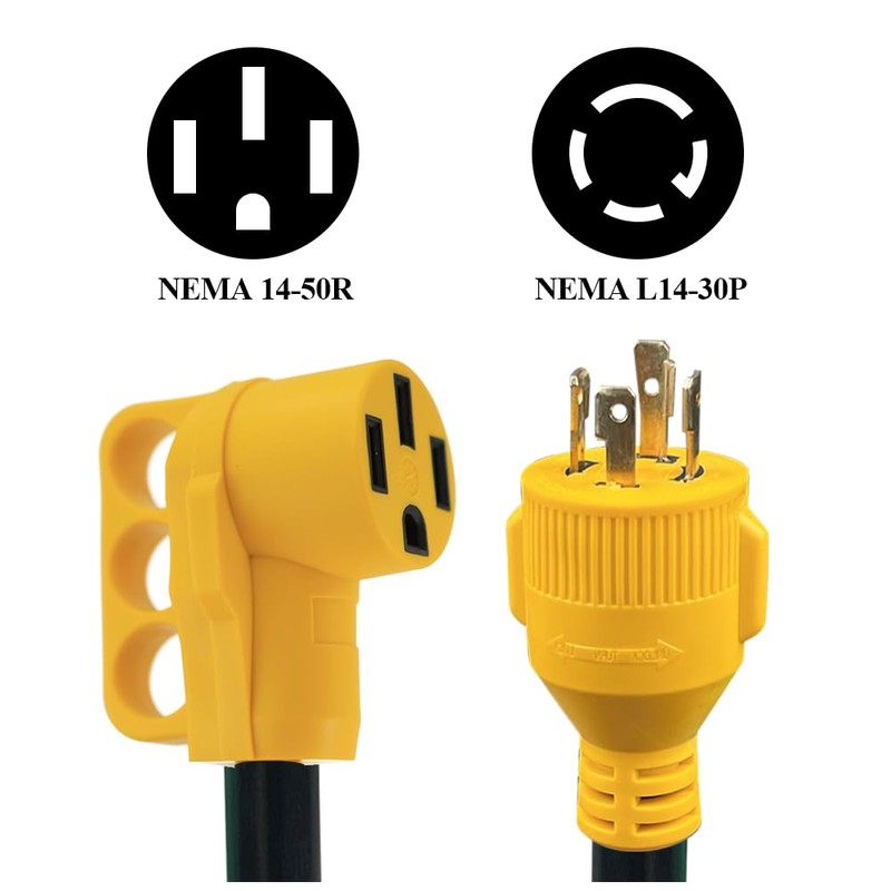 RV Generator Power Adapter-30Amp Male 4 Prong Plug to 50