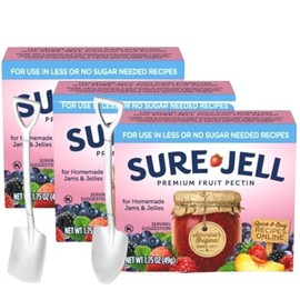 Sure-Jell Low Sugar Pectin for Canning – Pack of 3 (1.75 oz Boxes) – Fruit Pectin for Low or No Sugar Jam, Jelly & Preserves – Includes Candy Freezer Metal Spoons (Low Sugar) - Metal Spoons