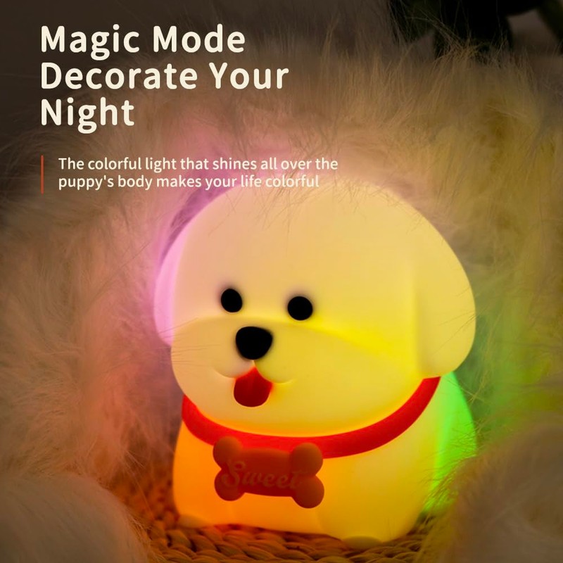 Wonderboy Puppy Night Light, 3000K Warm Light, RGB Color Mode,
