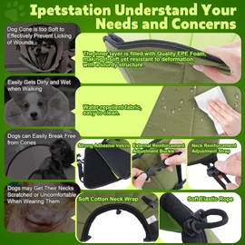 Soft Dog Cone After Surgery: Comfortable Dog Cones Collar for Stop Licking Biting - Adjustable Elizabethan Collar for Dogs fit for Small Medium Large Dogs (Green, XL)