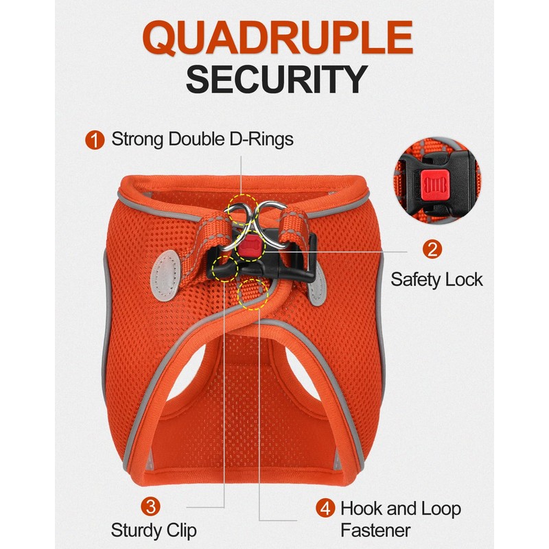Joytale Small Dog Harness, Breathable Mesh Step-in Vest, Reflective Soft