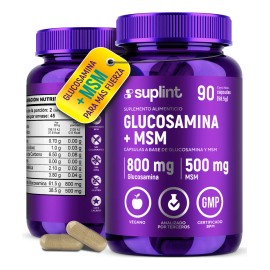 Glucosamina Sulfato 800 mg con MSM – Suplemento Vegano en Cápsulas | Apoyo para Articulaciones, Cuidado de Rodillas y Movilidad – Sin Gluten, Sin OGM – 90 Cápsulas