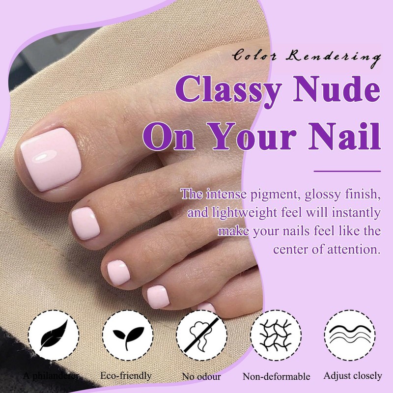 160pc Pink Press on Toenails Women Fake Toe Nails with