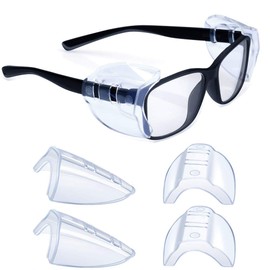 2 Pairs Safety Glasses Side Shields, Flexible Clear Anti-Slip On Side Shields, Fits Small to Medium Eyeglasses