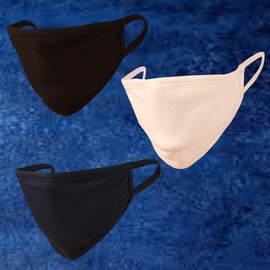 Touchstone Soft Cotton Knitted Face Mask -Comfortable Washable Double Layer-Small Size for Women (Pack of 3). Blue Black White