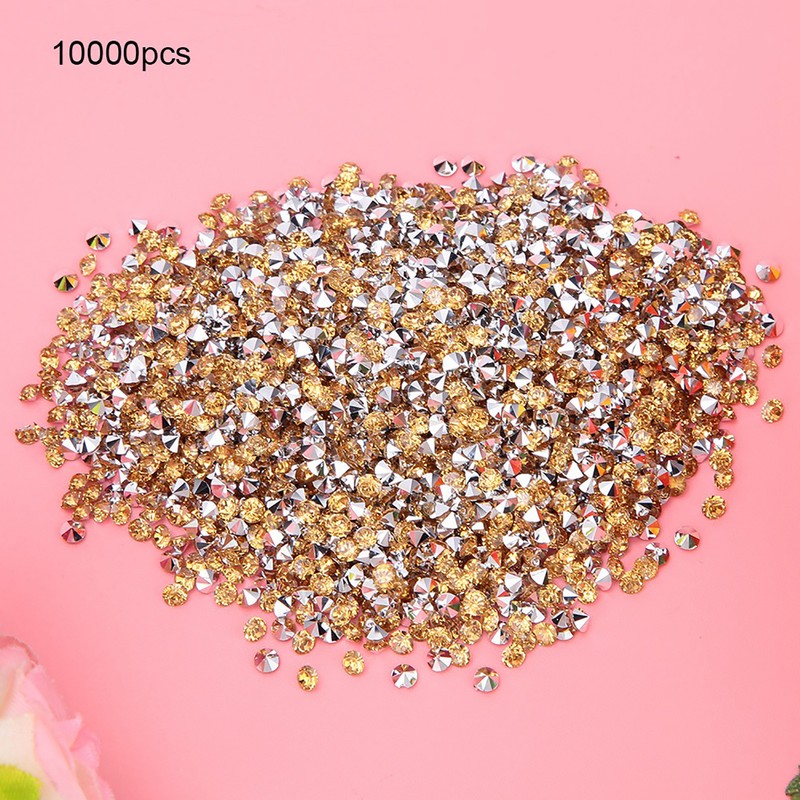 Diamond with Silver Plate Bottom Pointed Decoration Diamond 3mm(Golden with