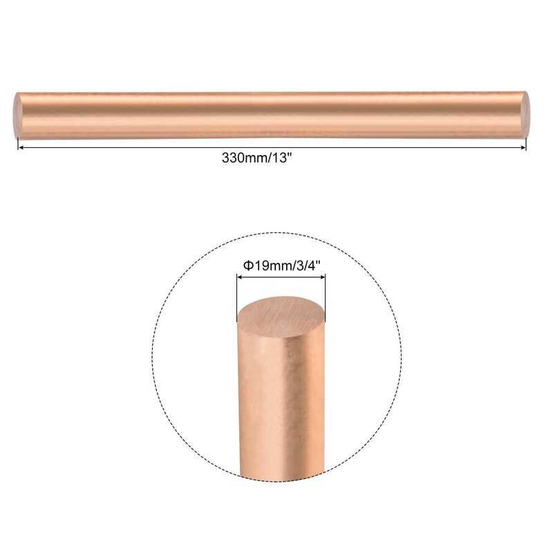 MECCANIXITY 1 Pack Pure Copper Round Rod 19mm/3/4 Inch Diameter