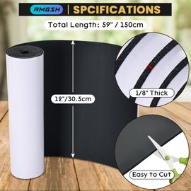 AMGSH 1/8" Thick, 12" x 59" Neoprene Foam Sheet with Adhesive