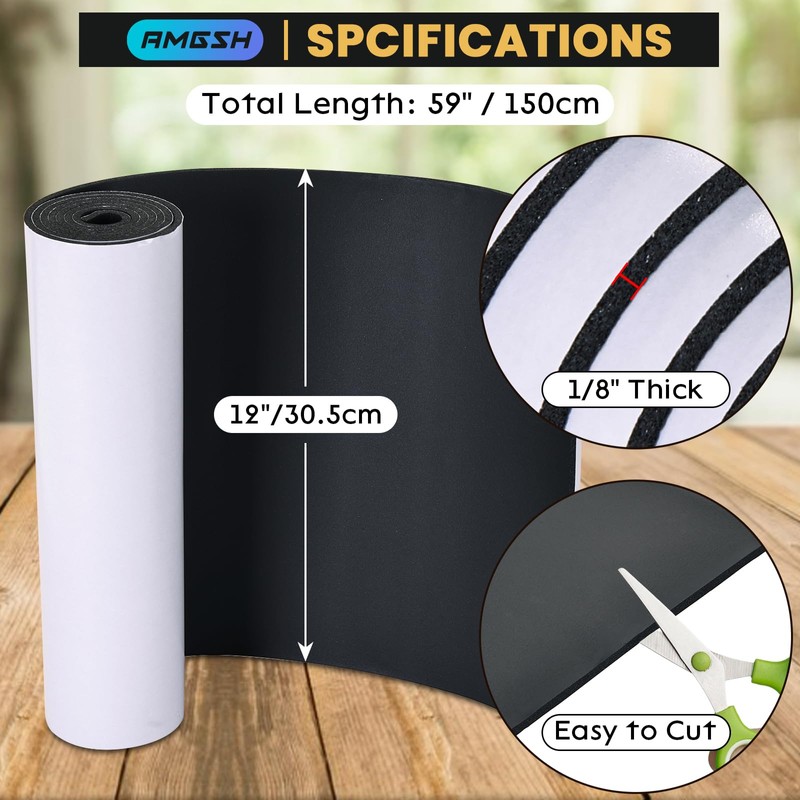 AMGSH 1/8" Thick, 12" x 59" Neoprene Foam Sheet with