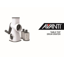 Avanti Table Top Drum Grater with 3 Blades and Powerful Anti-Slip Suction Base