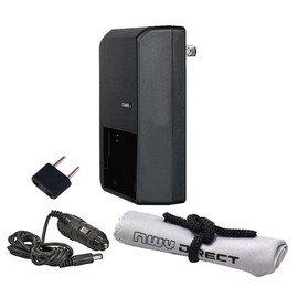 Off Camera 'Intelligent' AC & DC Rapid Charger for Canon PowerShot SX740 HS + Nw Direct Microfiber Cleaning Cloth.